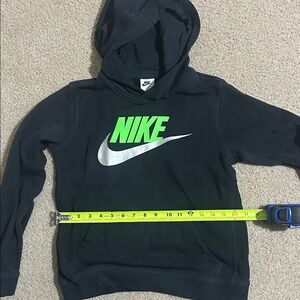 Nike Kids Hoodie in Black with Neon Green and Silver Logo